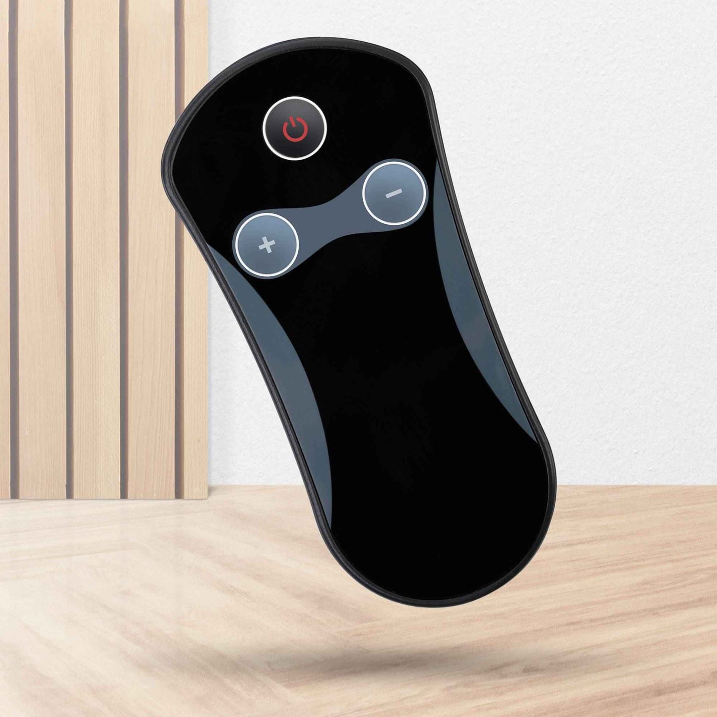 Class A under desk treadmill with Bluetooth remote control showing power and speed buttons